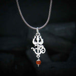 Load image into Gallery viewer, Trishul Om Pendant With Rudraksha Oxidised Chain
