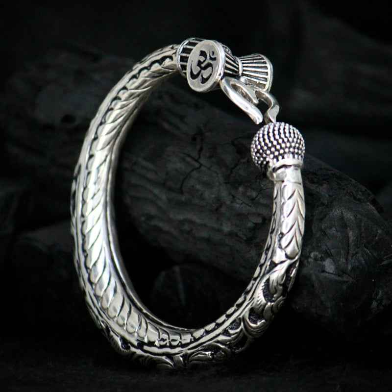 Trishul om silver bangle