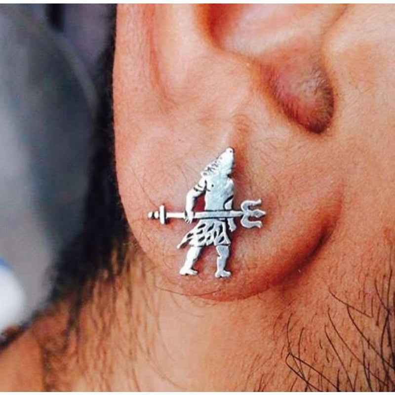 Shiv Murti Silver Earring