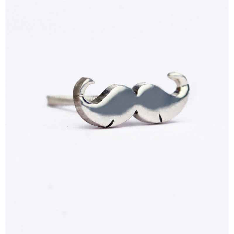 Moustache Silver Earring