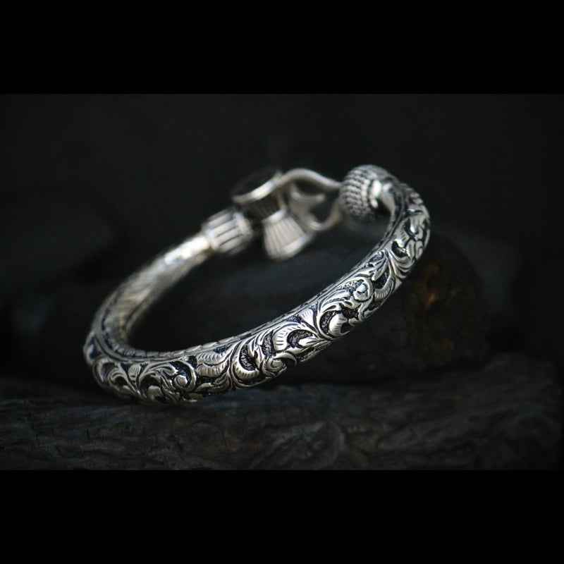 Trishul Om Silver Bangle