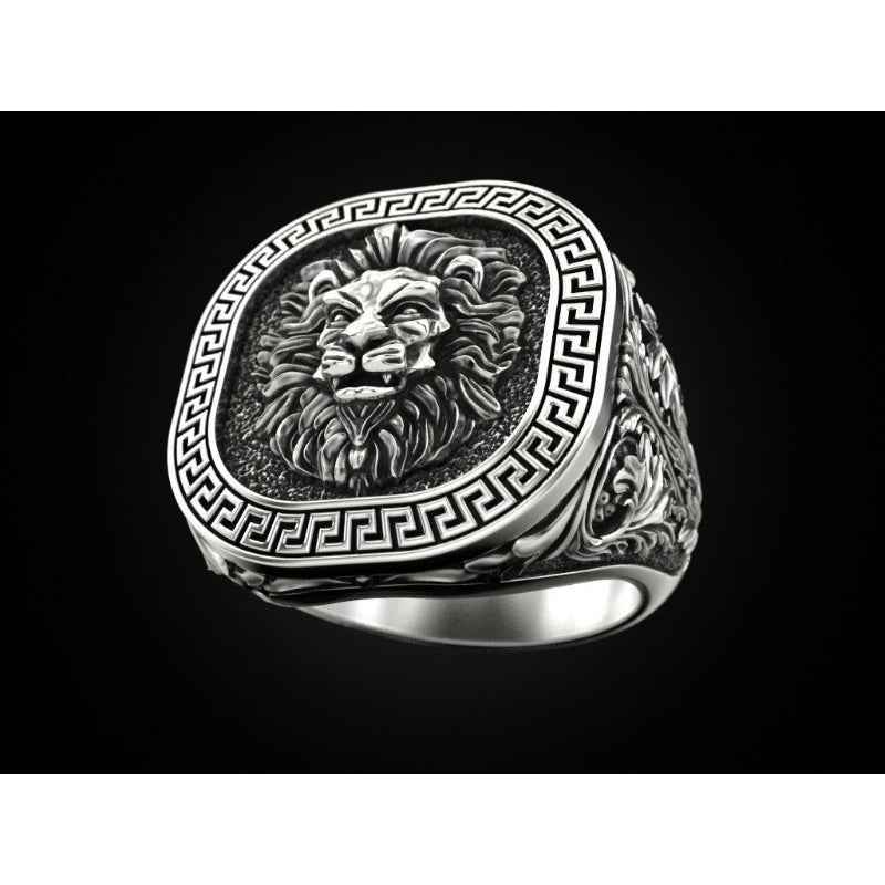 Antique silver lion ring
