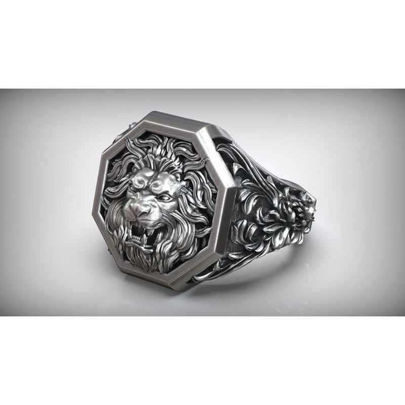 Versace silver lion ring