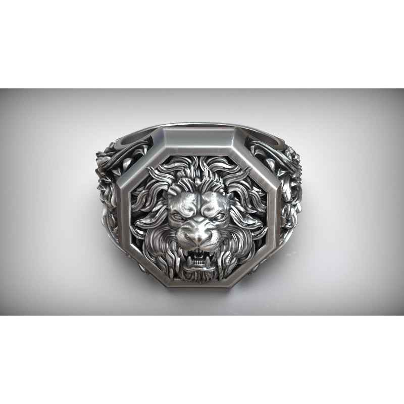 Versace Silver Lion Ring
