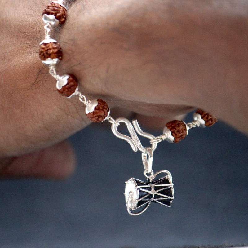 Rudraksha bracelet with damru