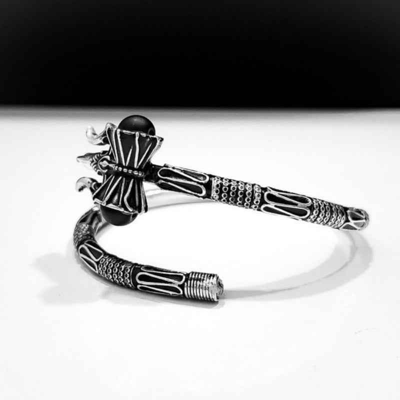 Stylish Trishul Bangle With Black Beads