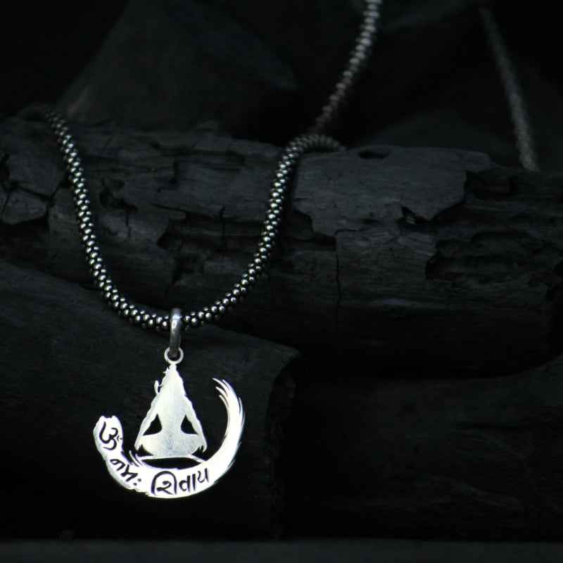 Om namah shivay pendent with oxidised chain