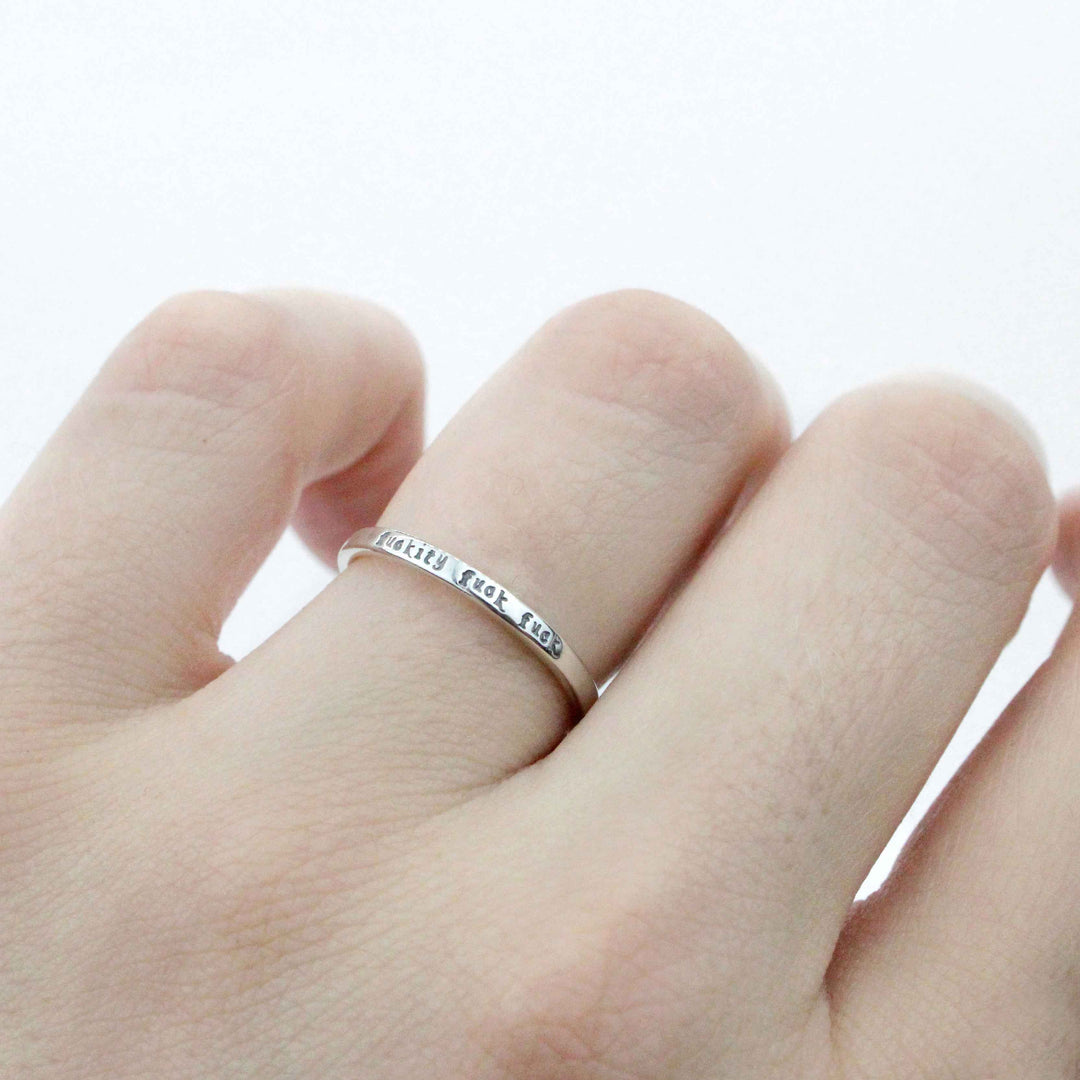 Fuckity fuck fuck - Tiny Message Ring in Sterling Silver