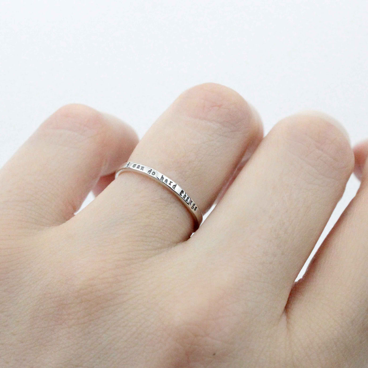 I can do hard things   tiny message ring in sterling silver
