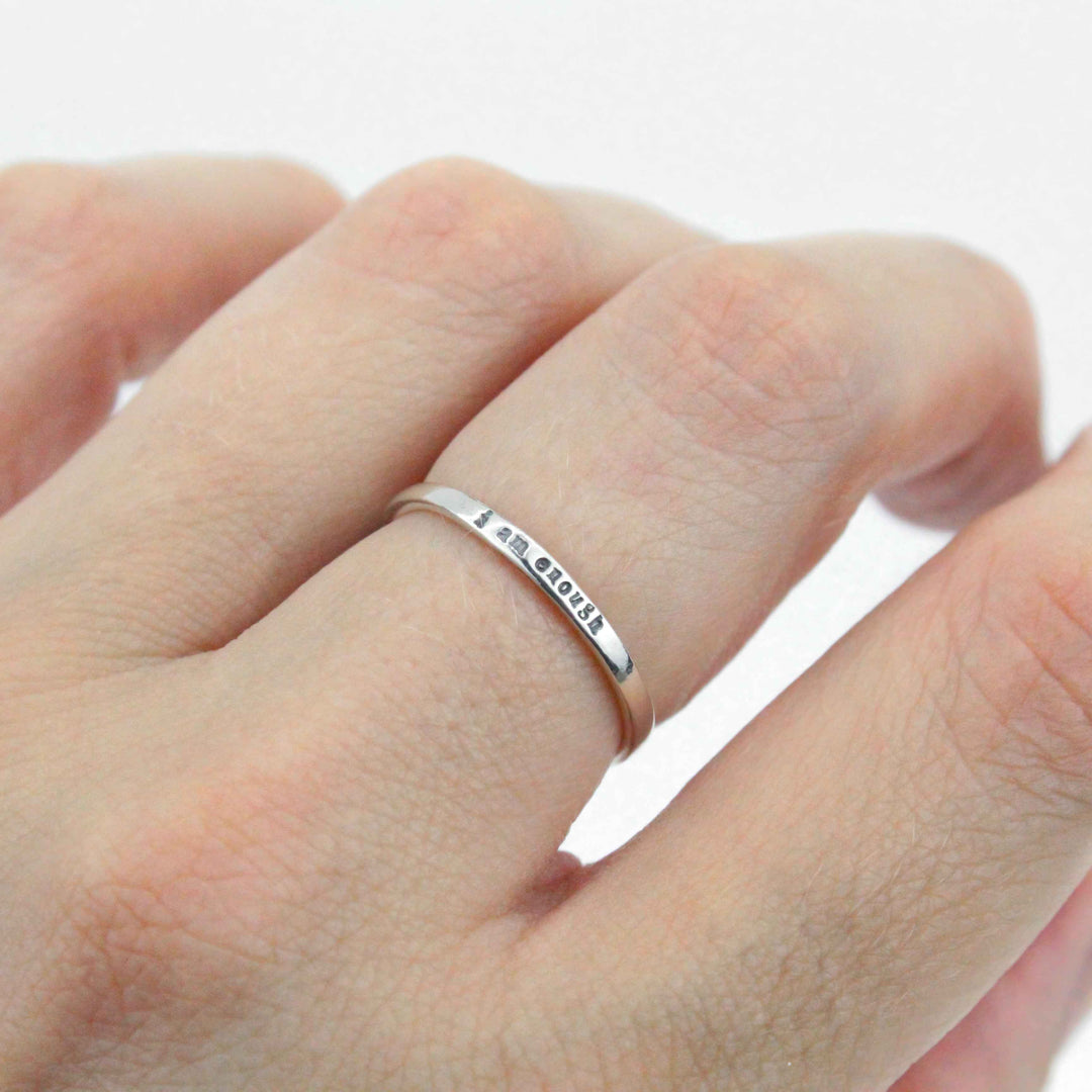 I Am Enough - Tiny Message Ring in Sterling Silver