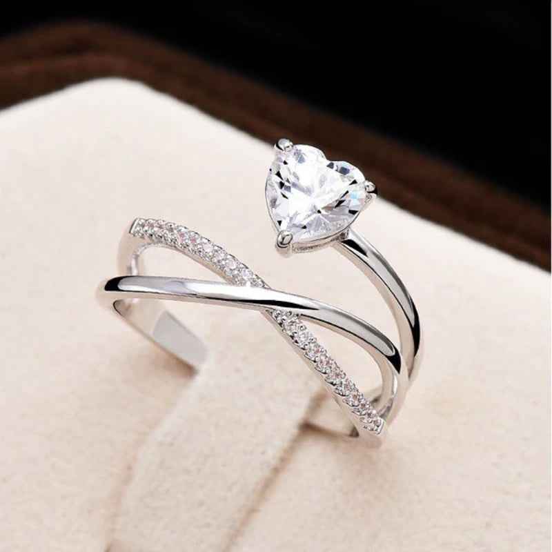 Infinity heart diamond ring