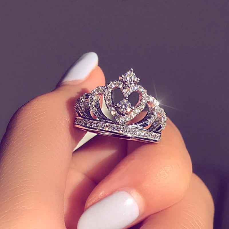 Princess crown silver ring
