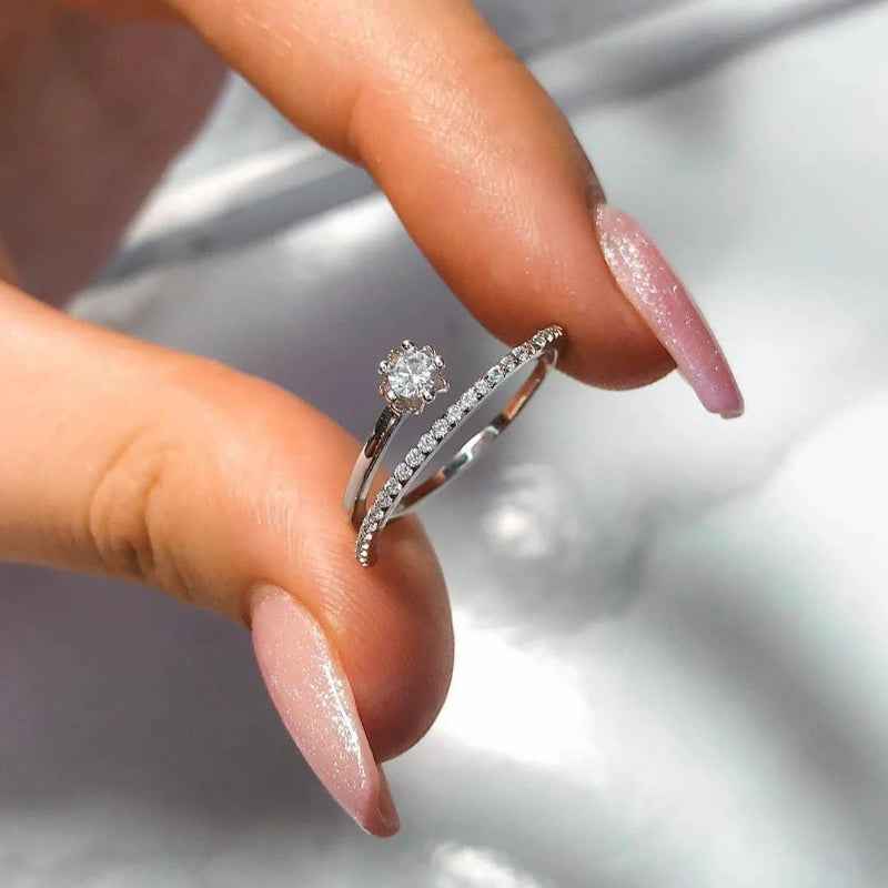 Spark Swirl  Adjustable Silver Ring
