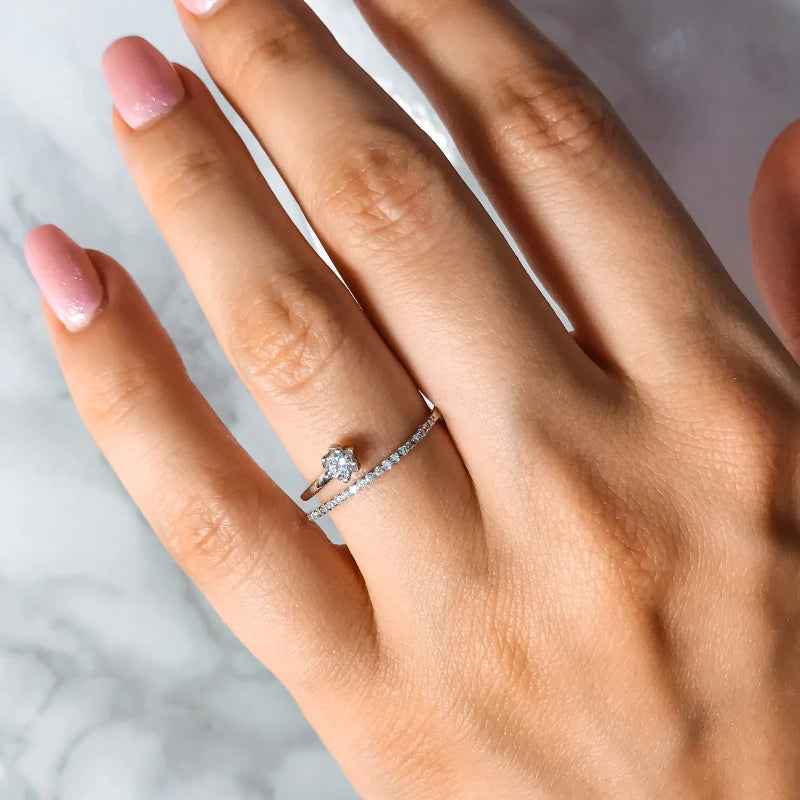 Spark Swirl  Adjustable Silver Ring