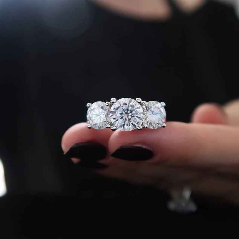 Trio diamond silver ring