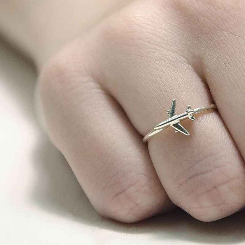Airplane silver ring