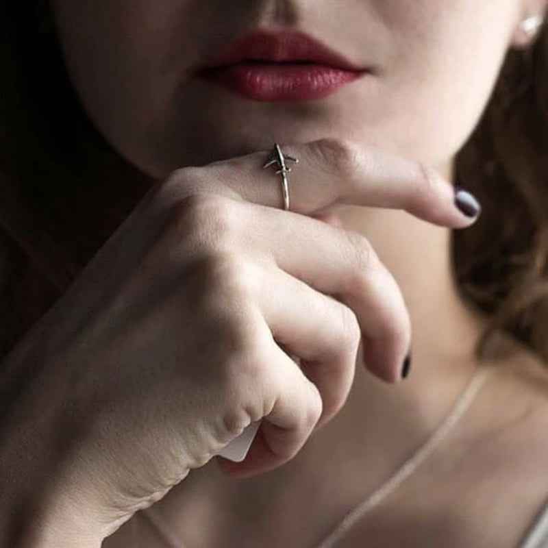 Airplane silver ring