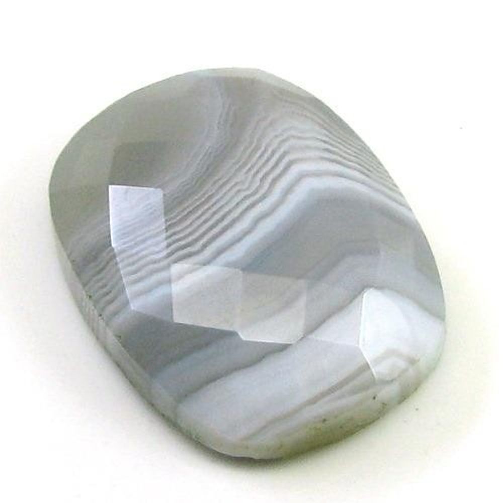 Certified 13.91Ct Natural White Agate Cushion Checker Cut Gemstone