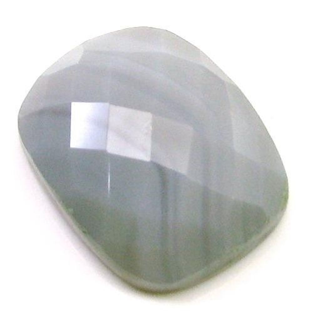Certified 17Ct Natural White Agate Cushion Checker Cut Gemstone