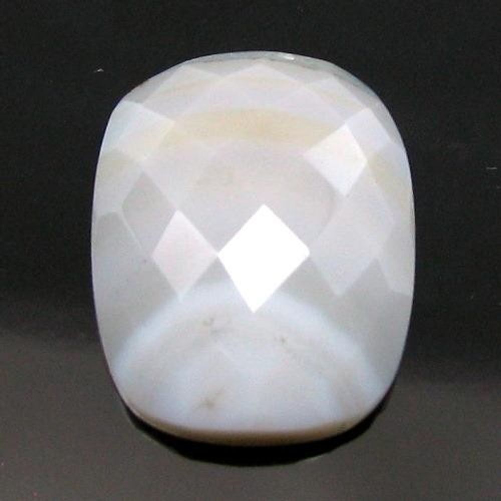 16Ct Natural White Agate Cushion Checker Cut Gemstone