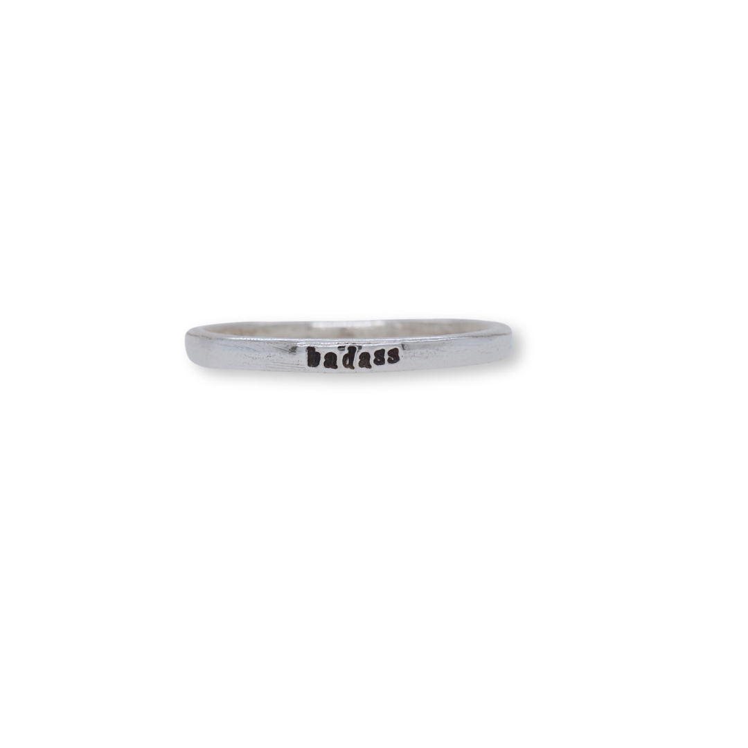 Badass - Tiny Message Ring in Sterling Silver