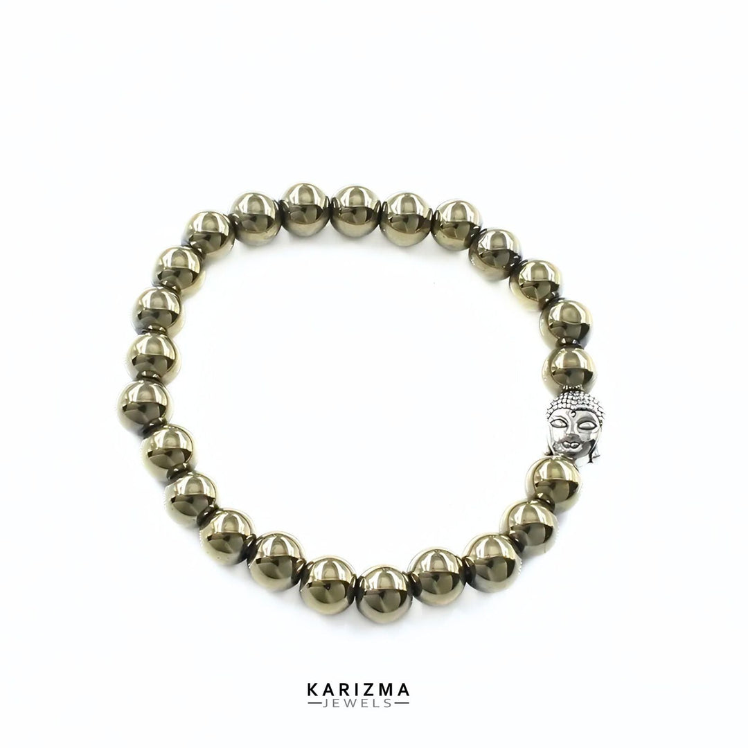 Natural Golden Stones Beads Reiki Healing Buddha face Bracelet
