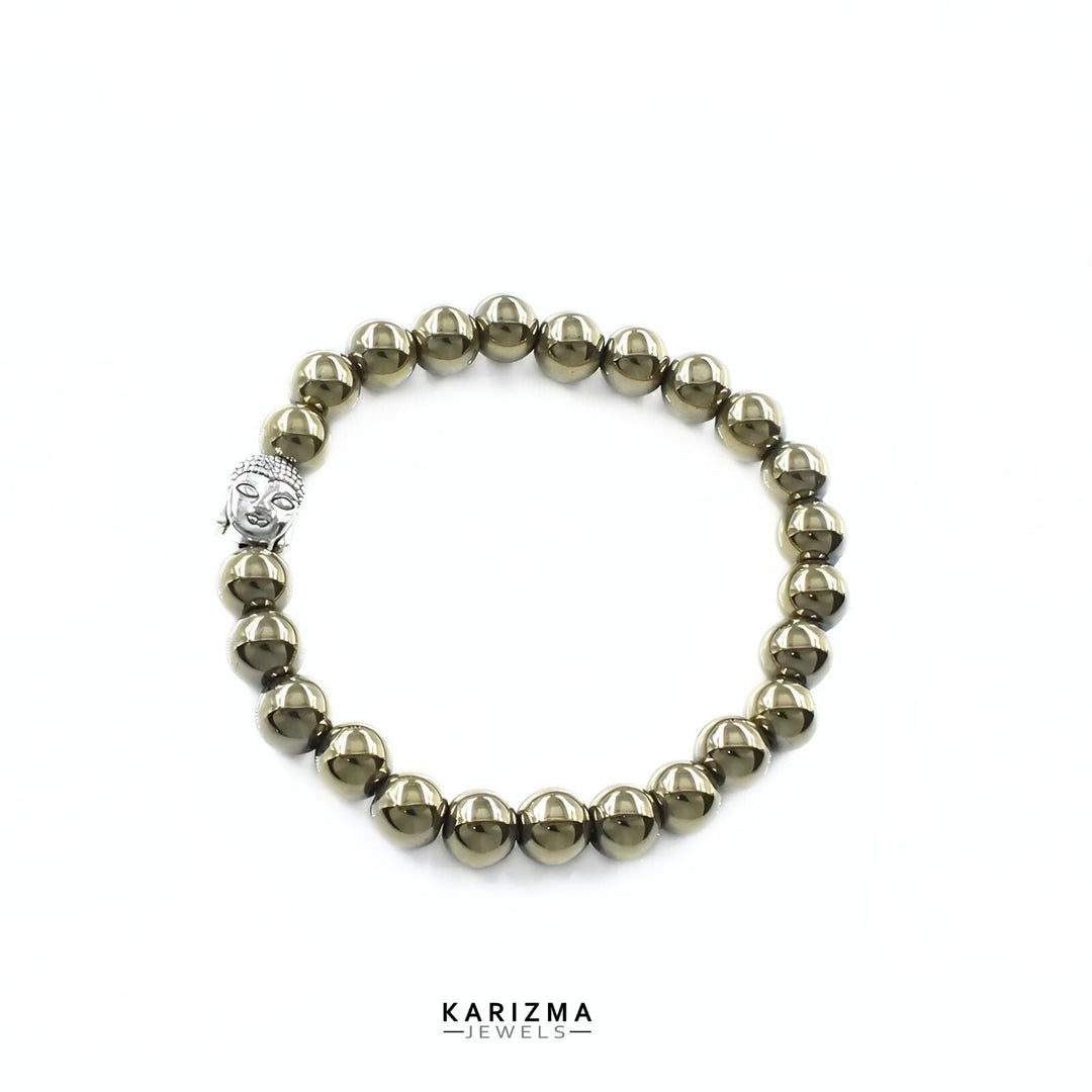Natural Golden Stones Beads Reiki Healing Buddha face Bracelet