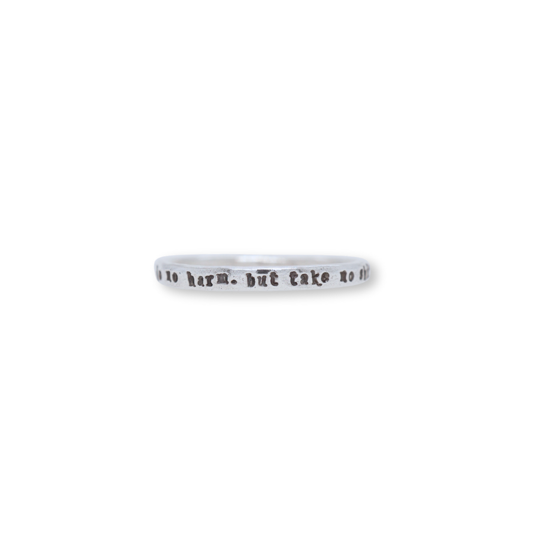 Do No Harm, But Take No Shit - Tiny Message Ring in Sterling Silver