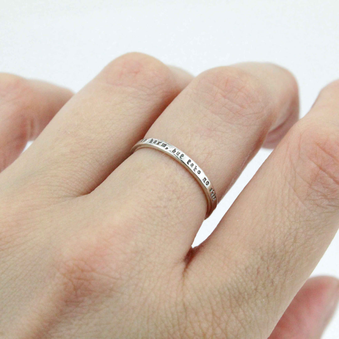 Do No Harm, But Take No Shit - Tiny Message Ring in Sterling Silver