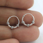 Load image into Gallery viewer, Trendy 925 Real Sterling Silver Oxidized rope design small hoop earrings for Girls - Pair
