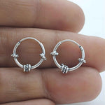 Load image into Gallery viewer, 925 Real Sterling Silver Oxidized light weight rope design bali hoop earrings for women - Pair
