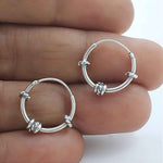 Load image into Gallery viewer, 925 Real Sterling Silver Oxidized light weight rope design bali hoop earrings for women - Pair
