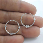 Load image into Gallery viewer, 925 Real Sterling Silver Oxidized light weight rope design bali hoop earrings for women - Pair
