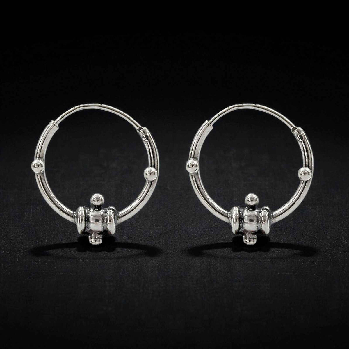 Divine 925 real sterling silver oxidized bali hoop earrings for women   pair