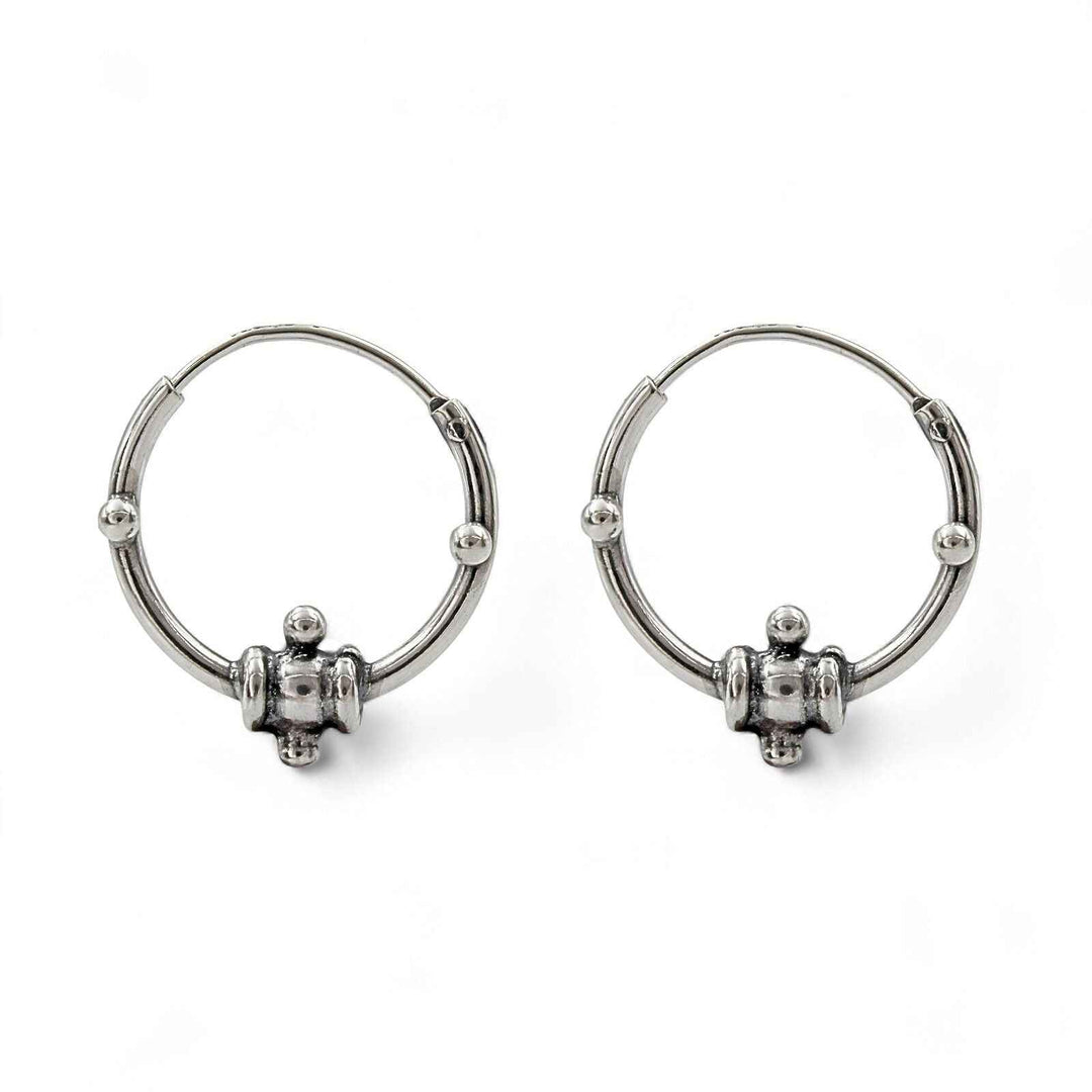 Divine 925 Real Sterling Silver Oxidized bali hoop earrings for women - Pair