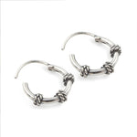 Load image into Gallery viewer, Trendy 925 Real Sterling Silver Oxidized rope design small hoop earrings for Girls - Pair
