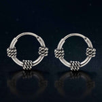 Load image into Gallery viewer, 925 Real Sterling Silver Oxidized mini rope design bali hoop earrings for Girls - Pair
