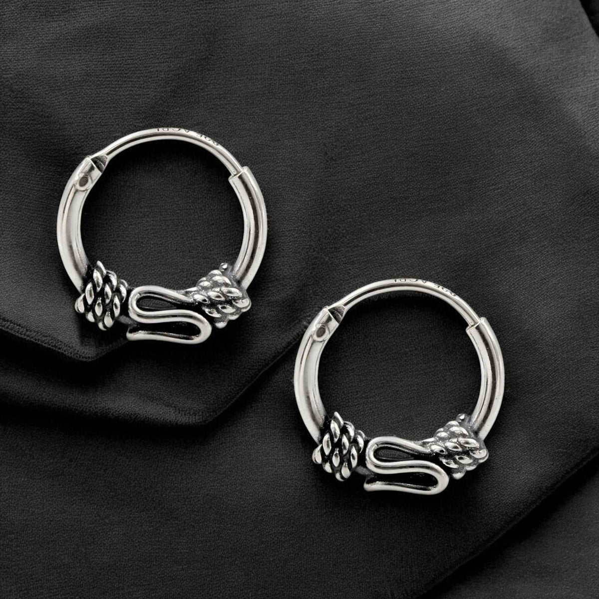 925 real sterling silver oxidized unique design hoop earrings for girls   pair