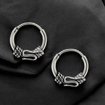 Load image into Gallery viewer, 925 Real Sterling Silver Oxidized unique Design hoop earrings for Girls - Pair
