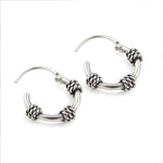 Load image into Gallery viewer, 925 Real Sterling Silver Oxidized mini rope design bali hoop earrings for Girls - Pair
