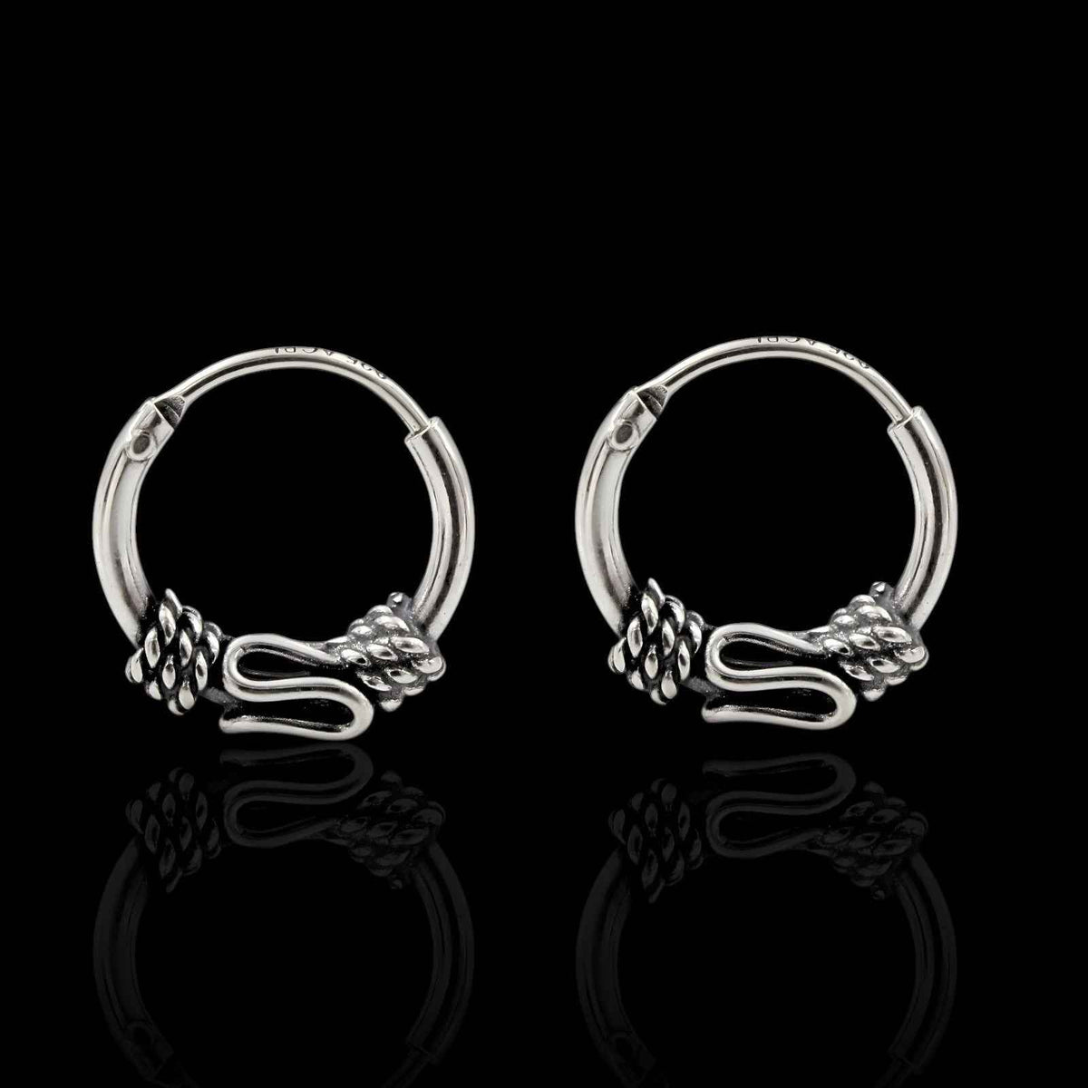 925 real sterling silver oxidized unique design hoop earrings for girls   pair