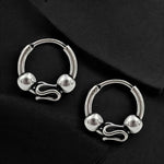 Load image into Gallery viewer, 925 Real Sterling Silver Oxidized Bali hoop earrings for Girls - Pair
