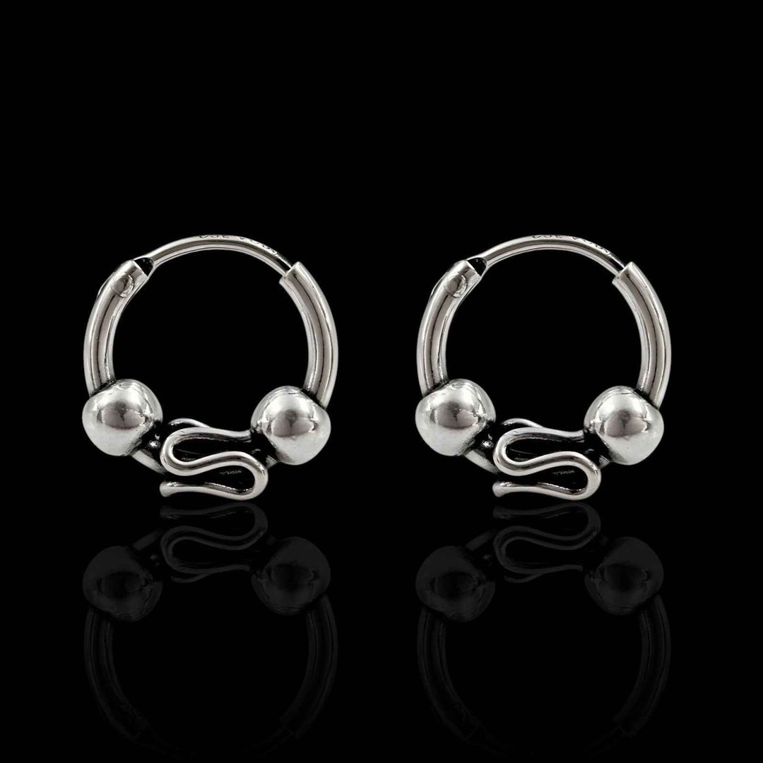 925 Real Sterling Silver Oxidized Bali hoop earrings for Girls - Pair