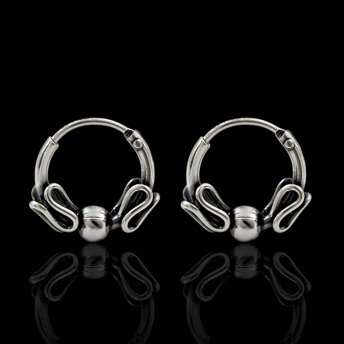 925 real sterling silver oxidized bali hoop earrings for girls   pair