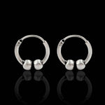 Load image into Gallery viewer, 925 Real Sterling Silver Oxidized ball design bali hoop earrings for Girls - Pair
