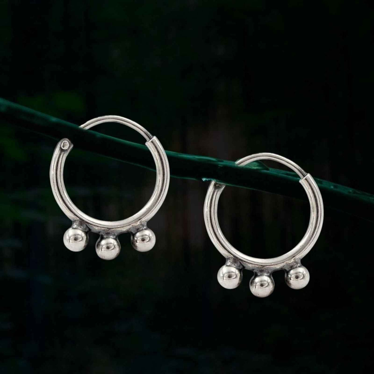 925 real sterling silver oxidized small bali hoop earrings for girls   pair