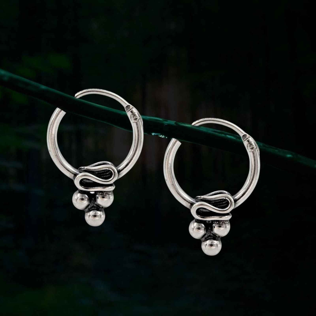 925 real sterling silver oxidized small hoop earrings for girls   pair