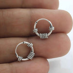 Load image into Gallery viewer, 925 Real Sterling Silver Oxidized elegant rope Design small bali hoop earrings for Girls - Pair

