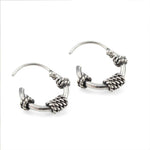 Load image into Gallery viewer, 925 Real Sterling Silver Oxidized elegant rope Design small bali hoop earrings for Girls - Pair
