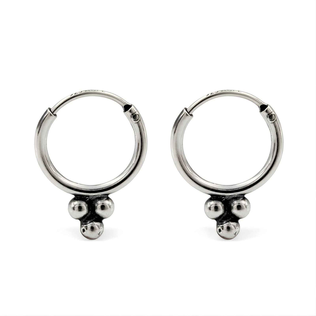 925 Real Sterling Silver Oxidized small bali hoop earrings for Girls - Pair